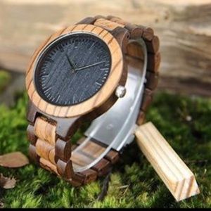Men’s wooden watch zebra and ebony solid New